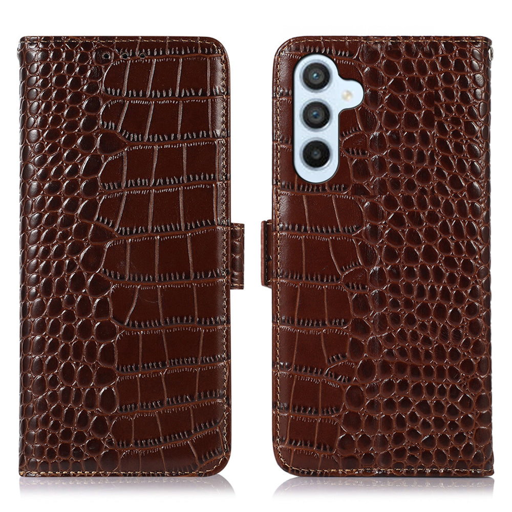 Anti-drop Phone Case for Samsung Galaxy A24 4G RFID Blocking Stand Wallet Genuine Cowhide Leather Phone Cover Anti-drop Phone Case for Samsung Galaxy A24 4G RFID Blocking Stand Wallet Genuine Cowhide Leather Phone Cover